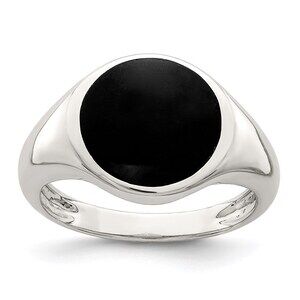 925 Sterling Silver Genuine Fine Jewelry Onyx Inlay Ring